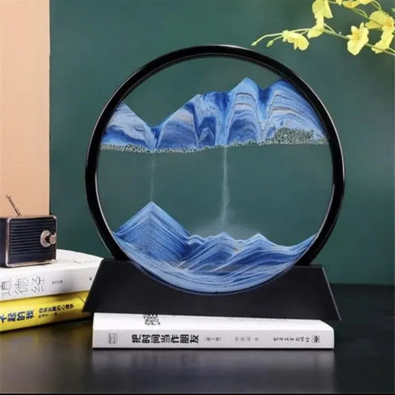 3D Hourglass Quicksand Moving Sand Art Picture Round Glass Deep Sea Sandscape Craft