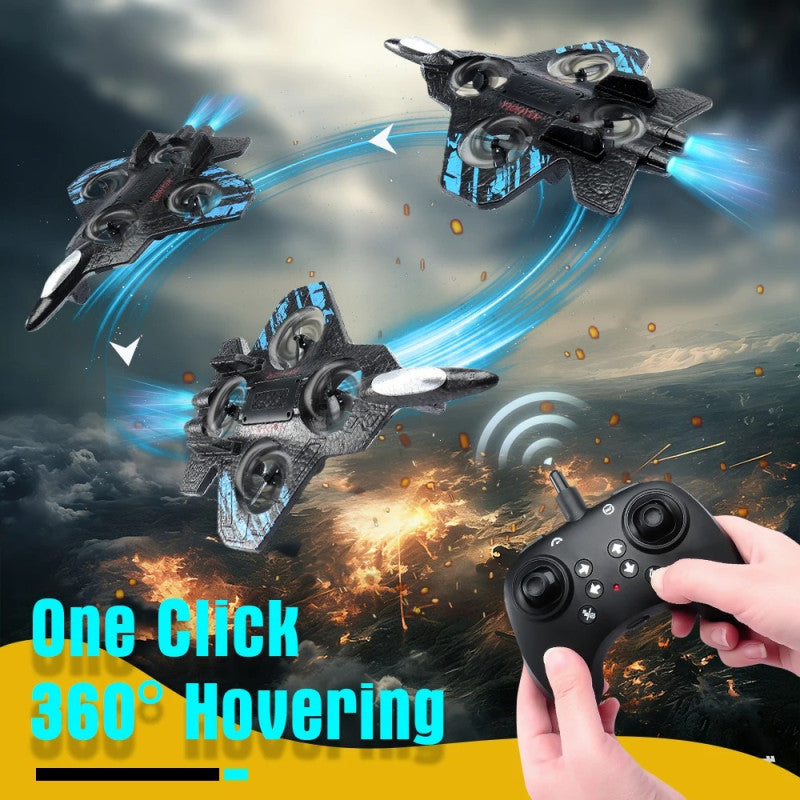 Fighter Plane Remote Control Aircraft High Speed LED Lights Rechargeable Battery Durable Foam RC Airplane for Kids Boys Outdoor Flying Toy Gift