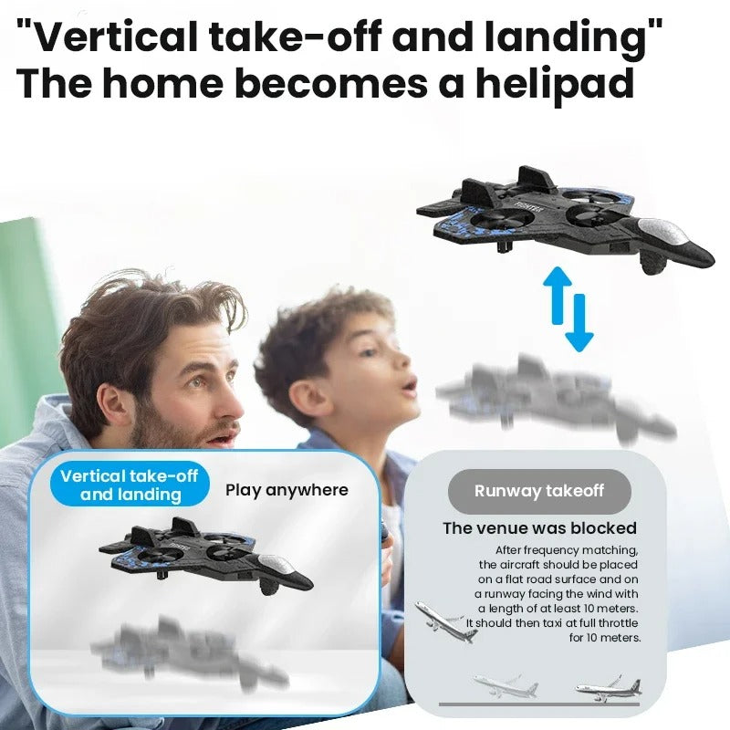Fighter Plane Remote Control Aircraft High Speed LED Lights Rechargeable Battery Durable Foam RC Airplane for Kids Boys Outdoor Flying Toy Gift