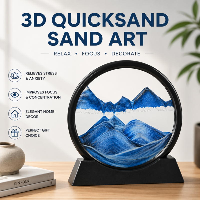 3D Hourglass Quicksand Moving Sand Art Picture Round Glass Deep Sea Sandscape Craft