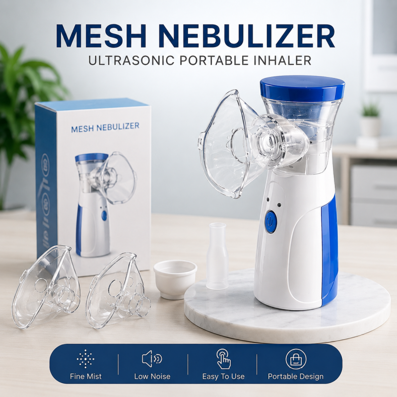 Portable   Mesh   Nebulizer   Machine   JSL-W302   with   Masks   &   Mini   Inhaler   for   Kids   &   Adults