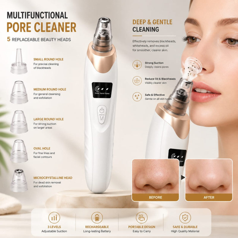 Blackheads Removing Machine | USB Rechargeable Acne Pimple Pore Cleaner Vacuum tool