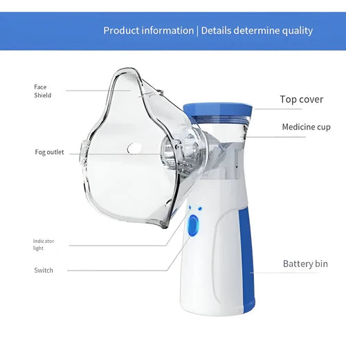 Portable   Mesh   Nebulizer   Machine   JSL-W302   with   Masks   &   Mini   Inhaler   for   Kids   &   Adults