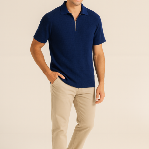 Signature Textured Zipper Polo (3 Colors)