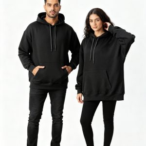 Jet Black Oversized Unisex Hoodie
